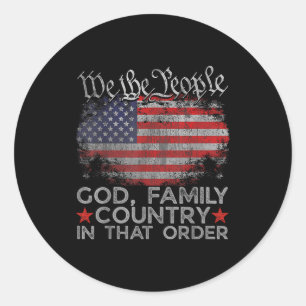 Gott Familie Land In Dieser Reihenfolge Christlich Runder Aufkleber
