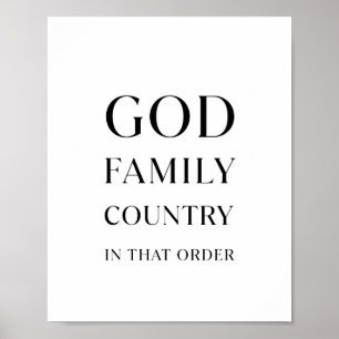 Gott, Familie, Land in dieser Reihenfolge Poster