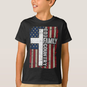 Gott Familie Land Patriotisch Christlich Vintage U T-Shirt