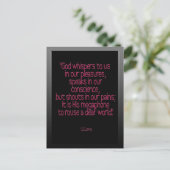 "Gott flüstert uns ...."cs lewis Postkarte (Stehend Vorderseite)