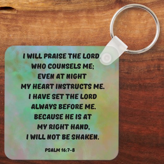 Gott führt und schützt mich Psalm16:7-8 Bibelverse Schlüsselanhänger (Rückseite)