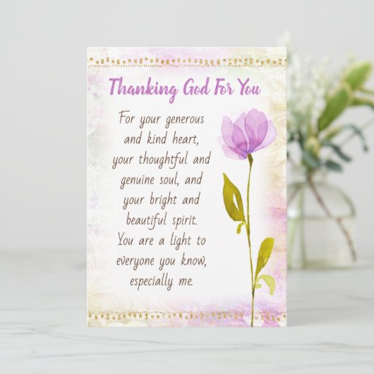 Gott für euch danken Freundschaft Gruß Karte (Stehend Vorderseite)