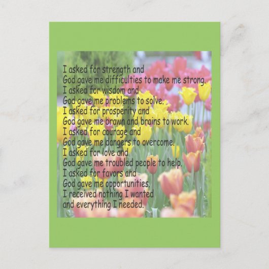 Gott gab mir Kraft Postkarte (Vorderseite)