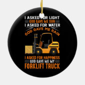 Gott gab mir meinen Gabelstapler Keramik Ornament (Hinten)