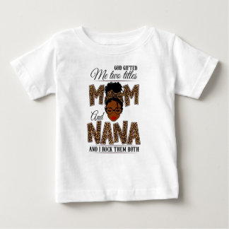 Gott gab mir zwei Titel Mama Nana Leopard Black Baby T-shirt