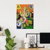 Gott Ganesha auf Elephant Poster (Heimbüro)