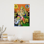 Gott Ganesha auf Elephant Poster (Küche)