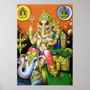 Gott Ganesha auf Elephant Poster