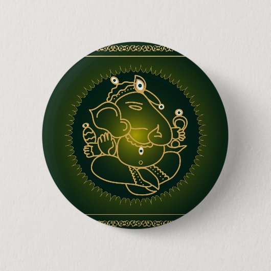 Gott Ganesha auf Grün - Knopf Button (Vorderseite)
