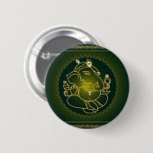 Gott Ganesha auf Grün - Knopf Button (Vorne & Hinten)