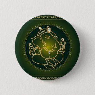 Gott Ganesha auf Grün - Knopf Button