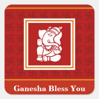 Gott Ganesha Design Quadratischer Aufkleber