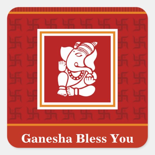 Gott Ganesha Design Quadratischer Aufkleber (Vorderseite)