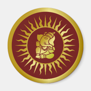 Gott Ganesha Golden Sun Design Magnet