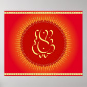Gott Ganesha mit Sonnenstrahlen Poster (Vorne)