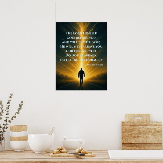 Gott geht vor dir Deuteronomie 31:8 Christlich Poster (Küche)