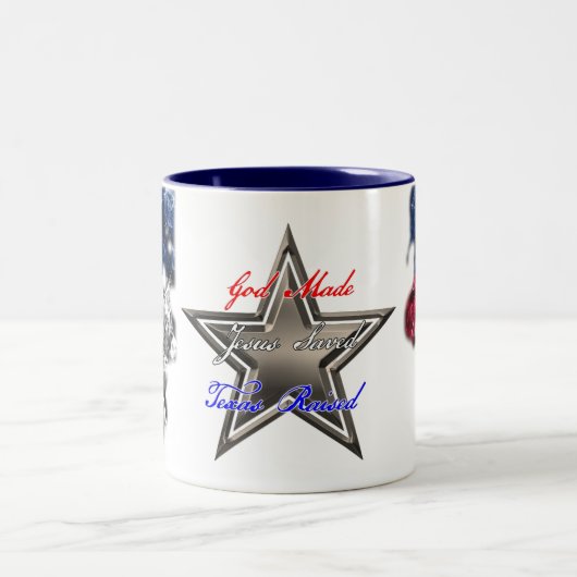 Gott-gemacht Jesus Gerettet Texas-Kaffee-Tasse Zweifarbige Tasse (Mittel)