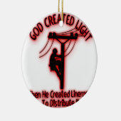 Gott geschaffenes Licht - lustige Bibel, Keramikornament (Rechts)