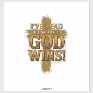 Gott gewinnt christliches Vintage-Kreuz-Typografie Aufkleber