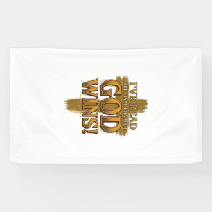 Gott gewinnt christliches Vintage-Kreuz-Typografie Banner