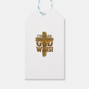 Gott gewinnt christliches Vintage-Kreuz-Typografie Geschenkanhänger