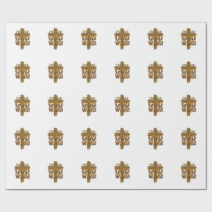 Gott gewinnt christliches Vintage-Kreuz-Typografie Geschenkpapier