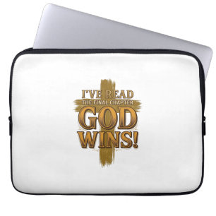 Gott gewinnt christliches Vintage-Kreuz-Typografie Laptopschutzhülle