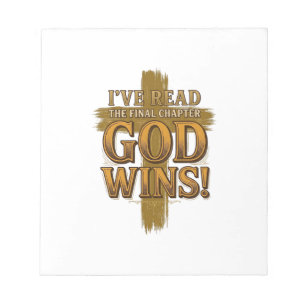 Gott gewinnt christliches Vintage-Kreuz-Typografie Notizblock