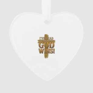 Gott gewinnt christliches Vintage-Kreuz-Typografie Ornament
