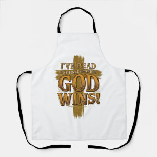 Gott gewinnt christliches Vintage-Kreuz-Typografie Schürze