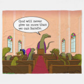 Gott gibt nie mehr, als wir Dinosaurier handhaben  Fleecedecke (Vorderseite (Horizontal))