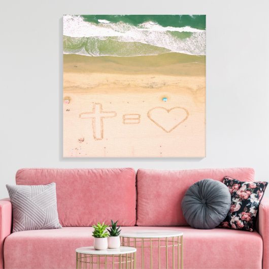 Gott gleicht LIEBE, Jesus ist Liebe, Strandkreuz Leinwanddruck (Insitu (Wohnzimmer))