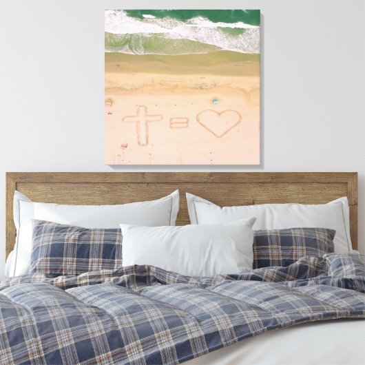 Gott gleicht LIEBE, Jesus ist Liebe, Strandkreuz Leinwanddruck (Insitu (Schlafzimmer))