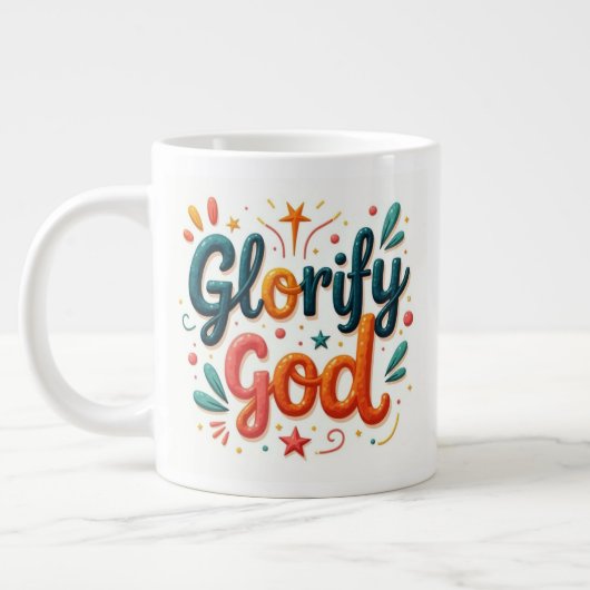 Gott glorifizieren Jumbo-Tasse (Links)