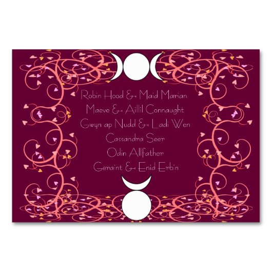 Gott & Göttin Wiccan Handling Names Table Card Tischnummer (Rückseite)