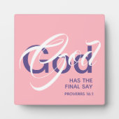 GOTT HAT DIE LETZTEN SAY Sprichwörter 16:1 Schrift Fotoplatte (Vorderseite)