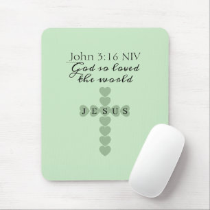 Gott hat die Welt so sehr geliebt, grünes Herz Kre Mousepad