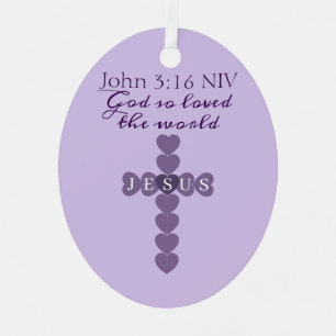 Gott hat die Welt so sehr geliebt Lavendel-Herz-Kr Ornament Aus Metall