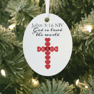 Gott hat die Welt so sehr geliebt Rotes Herz Kreuz Ornament Aus Metall