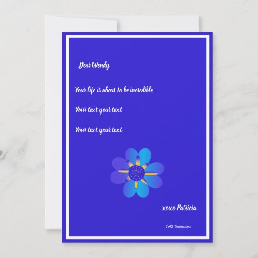 Gott hat einen perfekten Weg Roman 8:28 Blue Card Ankündigung (Rückseite)