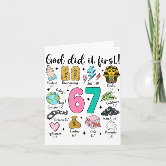 Gott hat es zuerst gemacht 67 Six Seven Meme Jesus Karte (Vorderseite)