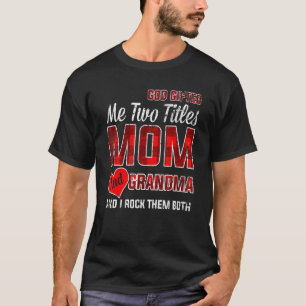 Gott hat mir zwei Titel Mama und Oma Vintag Karier T-Shirt