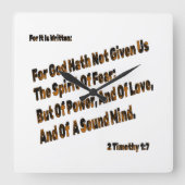 Gott hat uns den Geist der Angst nicht gegeben Quadratische Wanduhr (Vorderseite)
