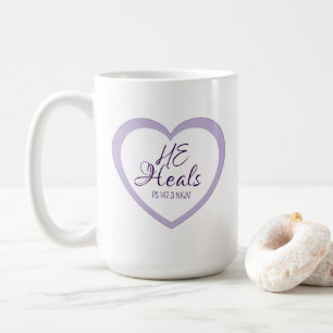 Gott heilt die gebrochenen Herzen Helllila und Wei Kaffeetasse