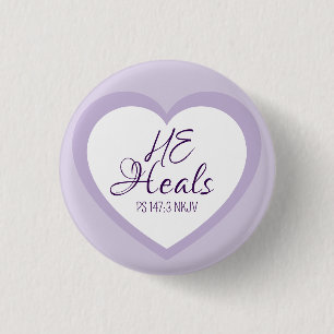 Gott heilt die Gebrochenen Herzigen Helllila Trost Button