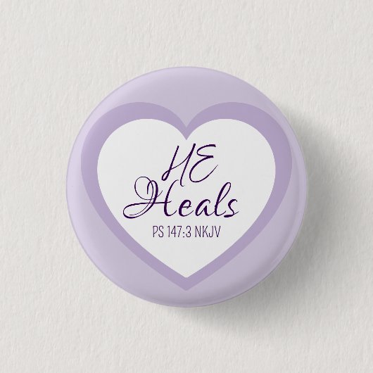 Gott heilt die Gebrochenen Herzigen Helllila Trost Button (Vorderseite)