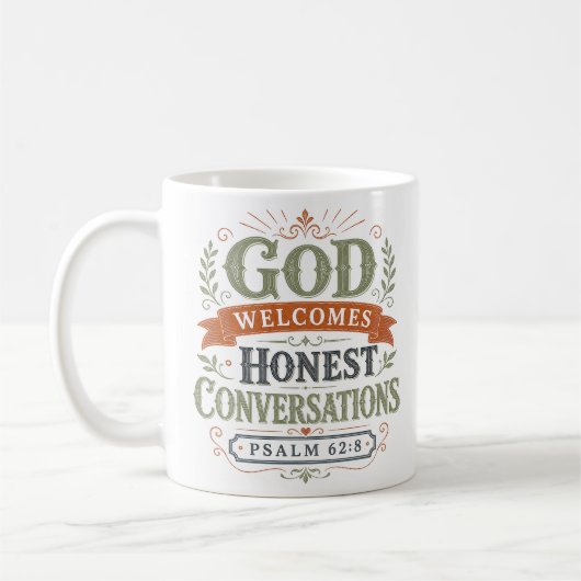 Gott heißt ehrliche Gespräche willkommen Christlic Kaffeetasse (Links)