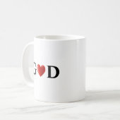 Gott-Herz-Kalligrafie Kaffeetasse (Vorderseite Links)