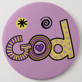 Gott I Doodles I Lila I 6x6 Schaltfläche Button (Vorderseite)