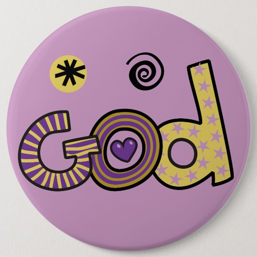 Gott I Doodles I Lila I 6x6 Schaltfläche Button (Vorderseite)